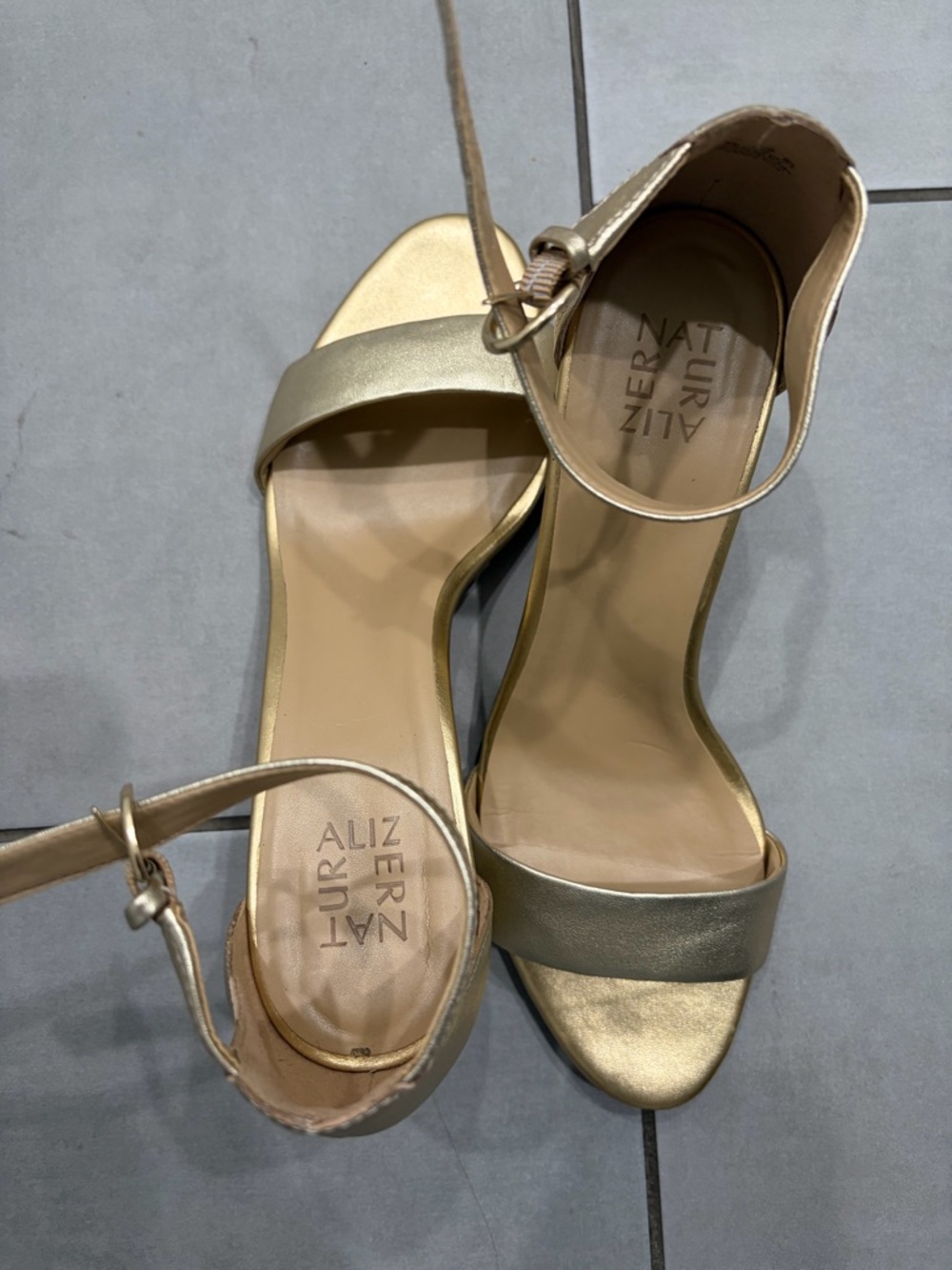 Naturalizer Metallic Gold Open-Toe Ankle-Strap Heels